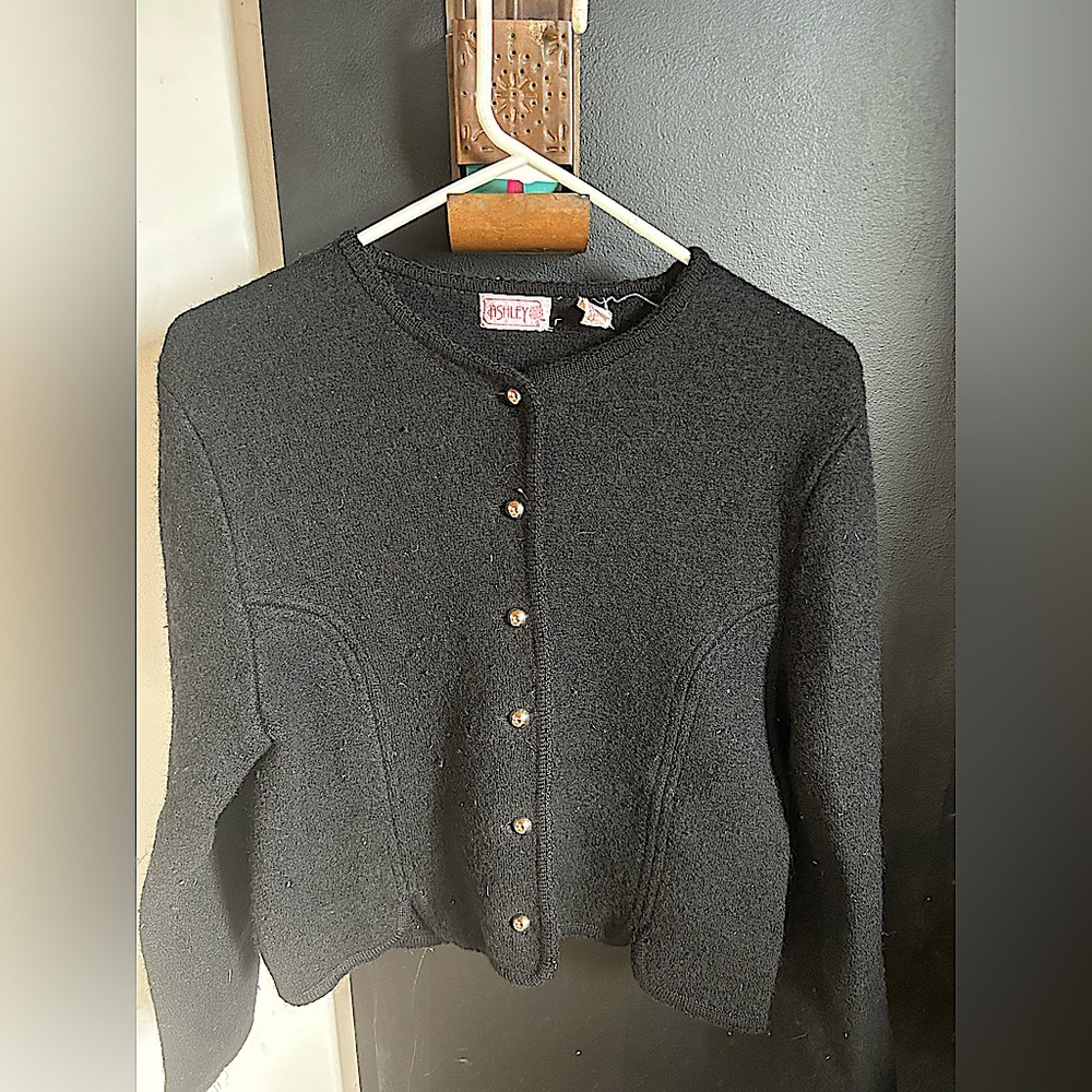 Vintage 80's Boiled Wool Cropped Sweater Jacket Size M